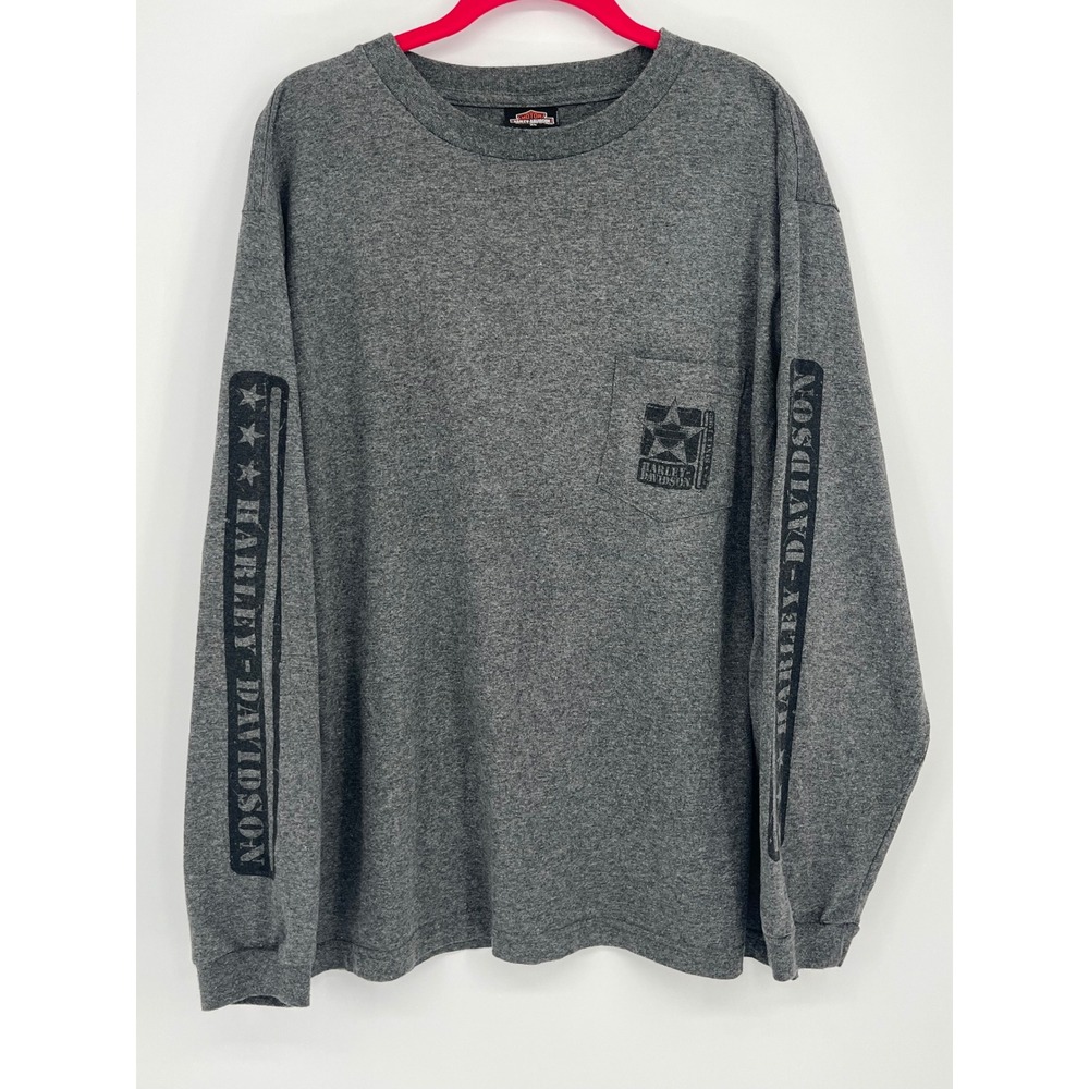 Harley-Davidson Louisville KY Long Sleeve Pocket Tee Unisex XL Gray Graphic Bike